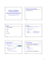 Organization of Programming Languages - Lecture Slides | CMSC 330 - Docsity