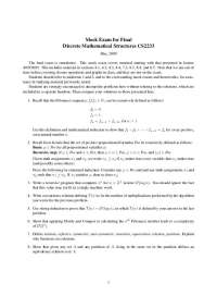 Mock Exam for Final - Discrete Mathematics Structures | CS 2233