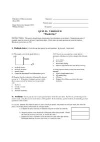MCQs for Quiz 3 - Principle of Microeconomics | ECON 002