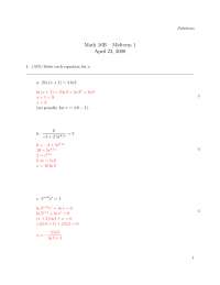 Midterm Exam 1 Questions with Solutions - calculus | MAT 016B - Docsity