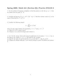 Practice Exam 3 on Calculus III - 4 Questions | MATH 241 - Docsity