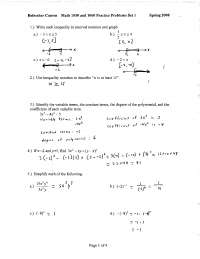 Practice Problems Set 1 with Solutions | College Algebra | MATH 1050 ...