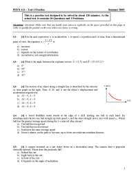 Test 1 Practice for General Physics | PHYS 111 - Docsity