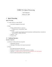 Query Processing - Lecture Notes | CMSC 724 - Docsity