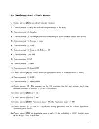 Final Exam with Solutions - Statistical Methods | STAT 2000 - Docsity