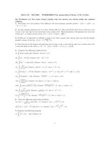Exam 4 Worksheet | Calculus I - Fall 2005 | MATH 155 - Docsity