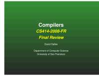 Introduction to Compilers - Final Review Study | CS 414 - Docsity