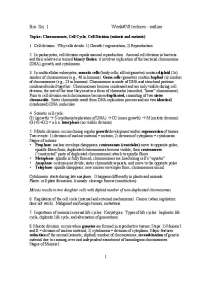 Chromosomes, Cell Cycle, Cell Division - Lecture Notes | BIOL 0001