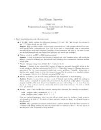 Final Exam Answers for Programming Language Technologies and Paradigms ...