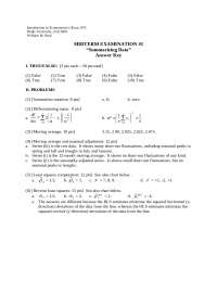 Summarizing Data - Midterm Exam #1 with Answer Key | ECON 107 - Docsity