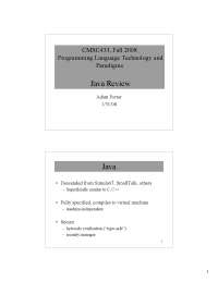 Lecture Slides on Java Review: Programming Language Technologies and ...