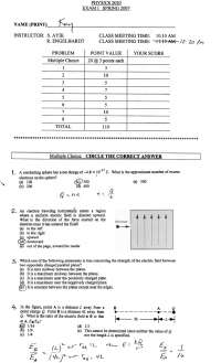 Exam 1 with Solution Key - Algebra-based Physics II | PHYS 2020 - Docsity