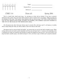 Examination 1 Computer Science I Cmsc 114 Docsity