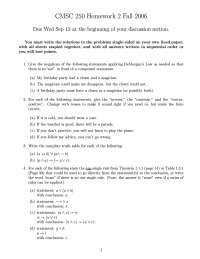 Homework 2 Questions Discrete Structures Cmsc 250 Docsity