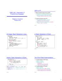 Object Vs the Functional Programming - Lecture Slides | CMSC 330 - Docsity