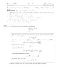 Solutions to Midterm - Differential Equations for Science and Engineers ...