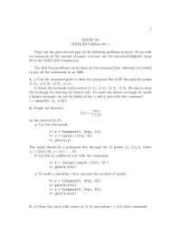 MATLAB Problem Set I for Calculus III | MATH 241 - Docsity