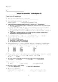 Physics 2A: Thermodynamics Conceptual Questions