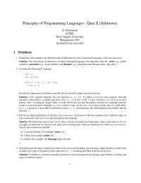 Quiz 2 Solutions - Principle-Programming Language | CS 310 - Docsity