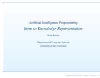 Lecture Slides on Introduction to Knowledge Representation | CS 662 ...