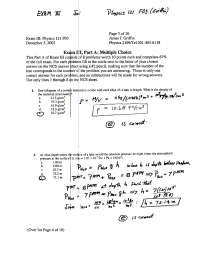 Exam 3A with Solution | Fundamentals of Physics I | PHYS 121 - Docsity