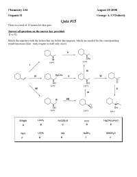 Quiz #15 with Solution - Organic Chemistry | CHEM 234 - Docsity