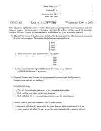 Quiz 15 with Answers - Discrete Structures - 2004 | CMSC 250 - Docsity