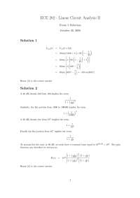 Exam 2 Solutions for Linear Circuit Analysis II | ECE 20200 - Docsity