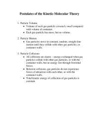 Postulates of the Kinetic-Molecular Theory - Lecture Notes ...