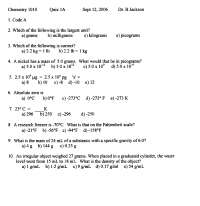 Quiz 1 with Multiple Choice - General Chemistry | CHEM 1010 - Docsity