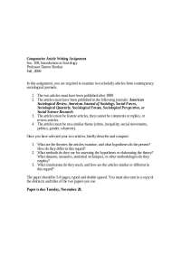 Comparative Articles on Introduction to Sociology - Homework | SOC 108