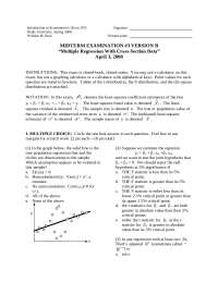 Multiple Regression with Cross-Section Data - Midterm Exam 3 Version B ...