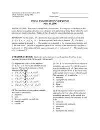 Multiple Choice Questions on Least Square Methods - Final Exam | ECON ...