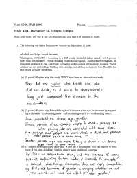 13 Questions with Answer Final Exam - Statistics | STAT 1040 - Docsity