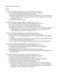 Practice Assignment 2 - Statistical Methods I | MATH 3070 - Docsity