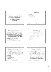 Recursively Defined Sets and Structural Induction in Discrete Mathematics