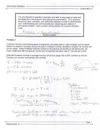 Exam with Solution - Elementary Statistics | MATH 0013 - Docsity