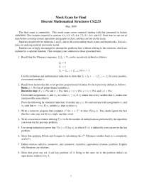 Mock Exam for Final - Discrete Mathematics Structures | CS 2233 - Docsity