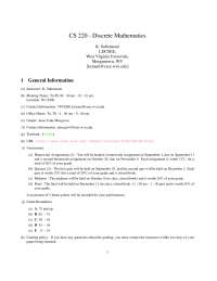 General Information - Discrete Mathematics | CS 220 - Docsity
