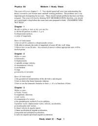 Midterm 1 Study Guide, 5 Chapters Key points - Classical Physics | PHY ...