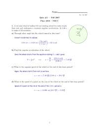 Solution to Quiz 3 - Algebra-based Physics I | PHYS 2010 - Docsity