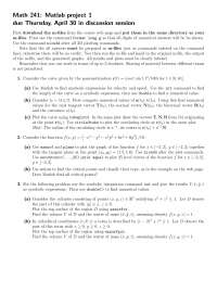 Calculus III - MATLAB Project 1 | MATH 241 - Docsity