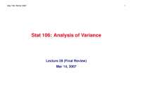 Introduction to Analysis of Variance - Final Examination Review | STA ...