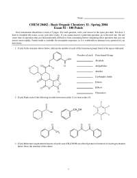 Exam 2 for Basic Organic Chemistry II | CHEM 20482 - Docsity