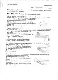Solutions for Midterm Exam | Physics I | PHY 1001 - Docsity