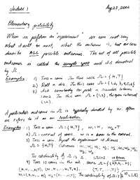Elementary Probability - Handwritten Notes | MATH 50051 - Docsity