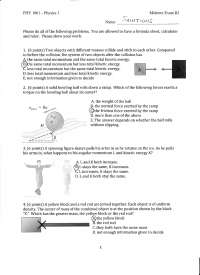 Midterm Exam 3 with Solution - Physics 1 | PHY 1001 - Docsity