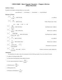 Alkene Reactions - Basic Organic Chemistry I - Review Sheet | CHEM ...