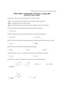 Exam 2 Answer Sheet - Fundamentals of Chemistry | CHEM 10050 - Docsity