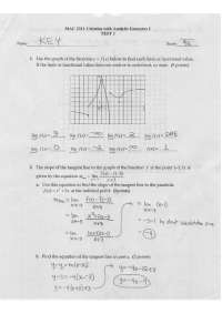 Past Test 1 with Solutions - Calculus and Analytical Geometry I | MAC 2311